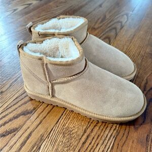 Cozy Tan Suede Ankle Boots